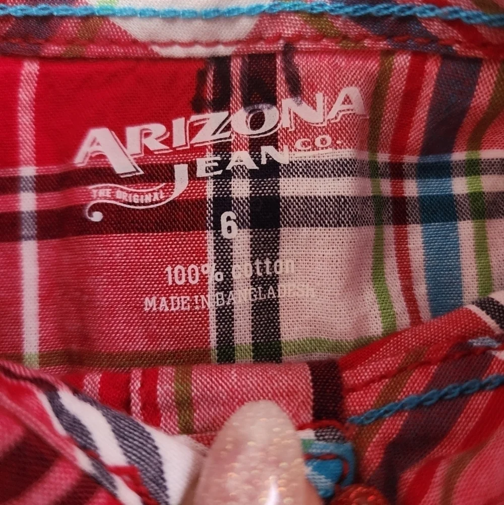 Arizona Jean Co Red Plaid Button Front Shirt Boys Size 6 (Price Per Shirt)